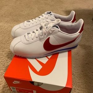 White red & blue Nike Cortez